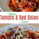 Italian tomato and red onion salad pinterest pin.