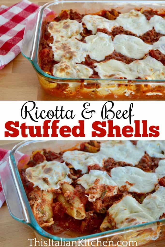 cheese beef stuffed shells pinterest pin.