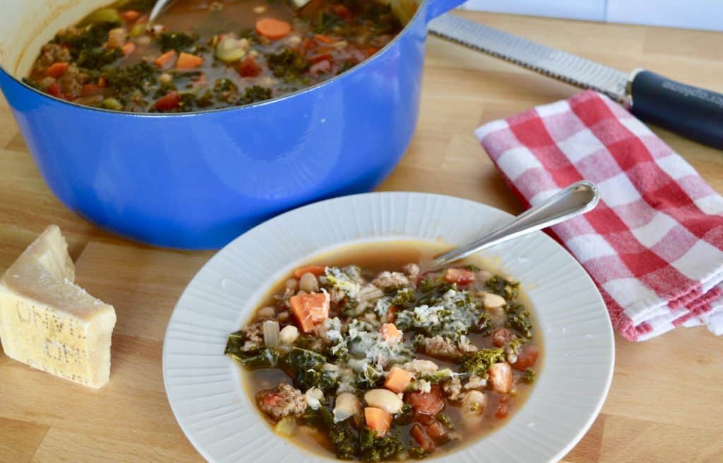 Sausage Kale Bean Soup | Italian Tuscan Bean Soup - This Italian Kitchen