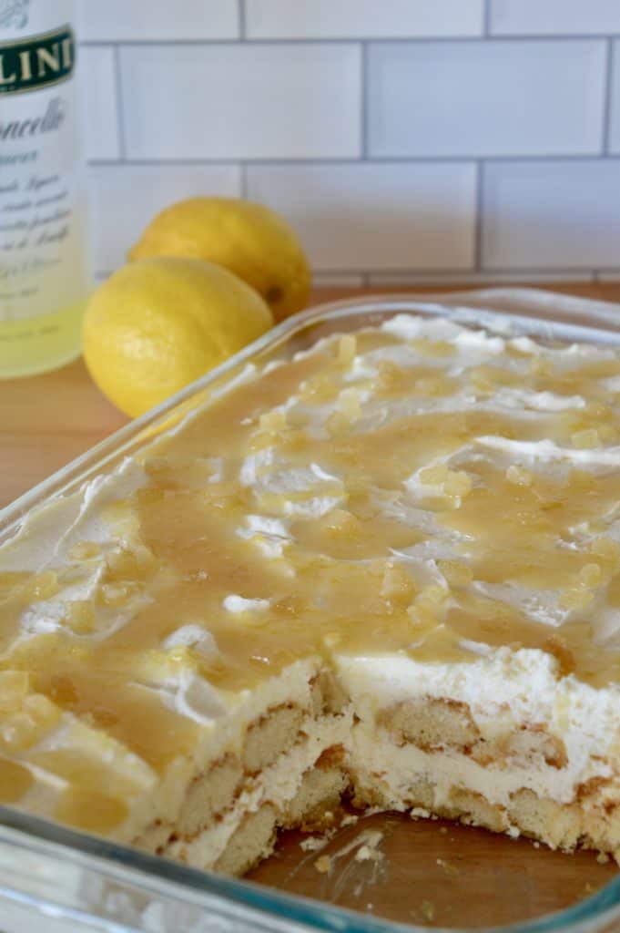 close up of limoncello tiramisu.