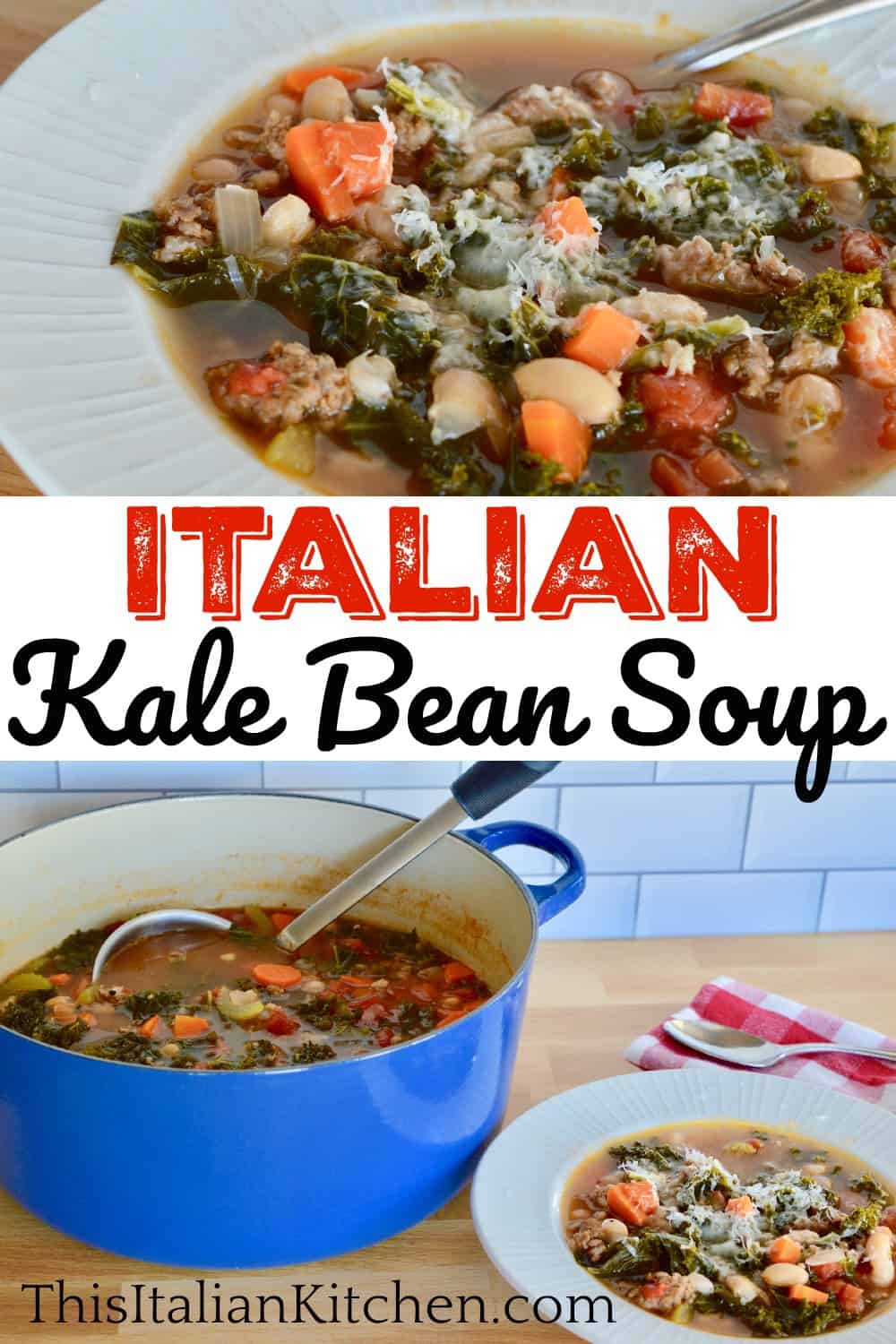 Tuscan Kale Bean Soup pinterest pin. 