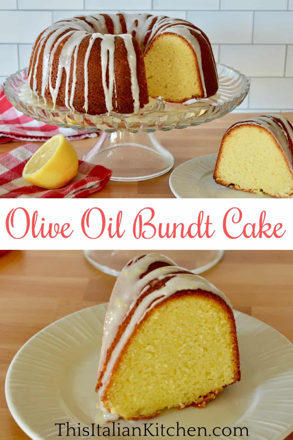 Olive Oil bundt cake Pinterest pin. 