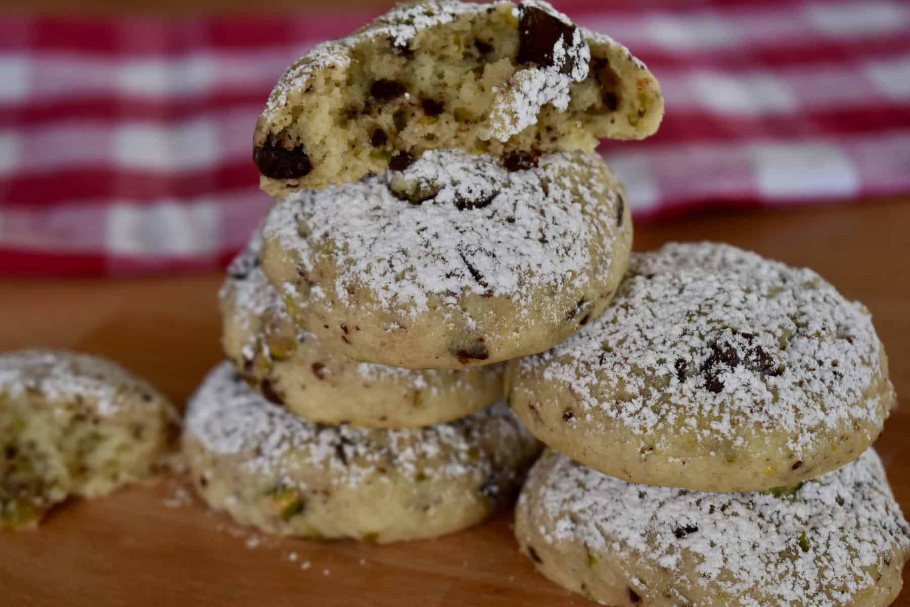 Cannoli Cookies on a wood cutting board. 