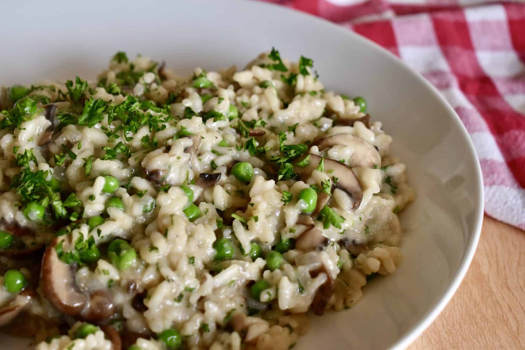 Risotto with Mushrooms and Peas - Whip & Wander