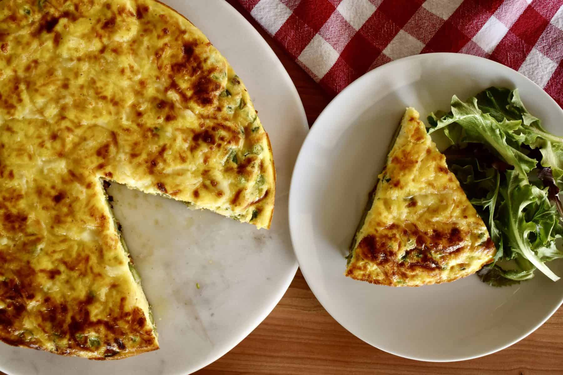 Asparagus Ricotta Frittata on plate. 