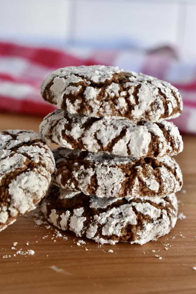 Stacked Italian Almond Chocolate Cookies.