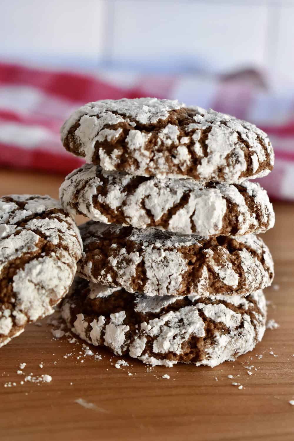 Stacked Italian Almond Chocolate Cookies. 