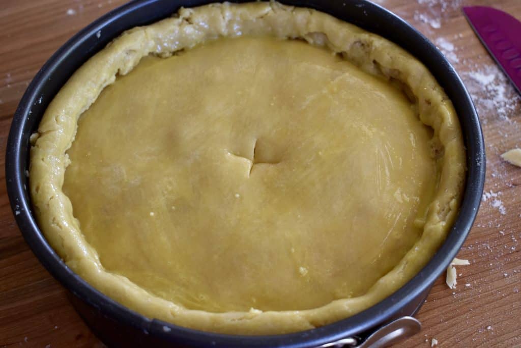 Italian Easter Pie in a springform pan.