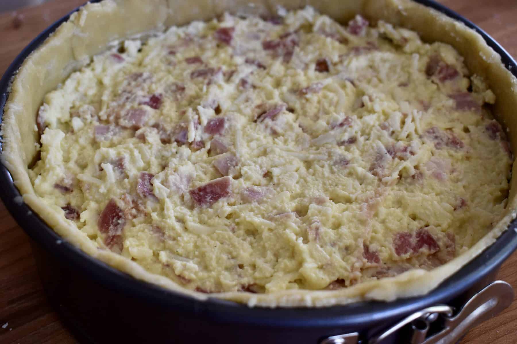 ricotta meat filling in the pie crust.