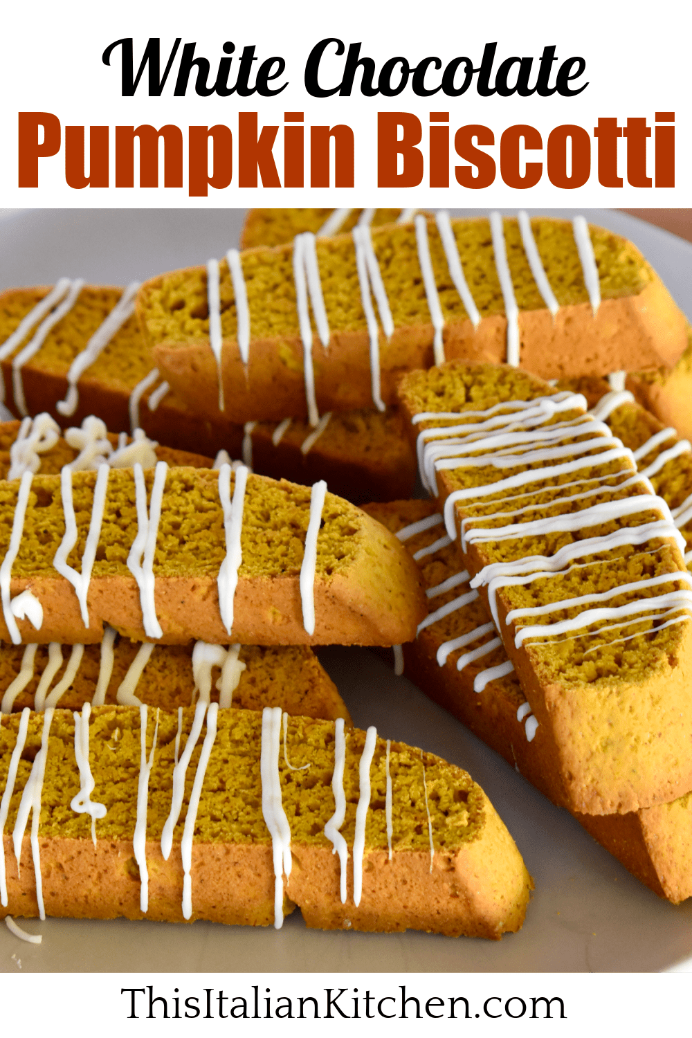 Pumpkin biscottii with white chocolate drizzle. 