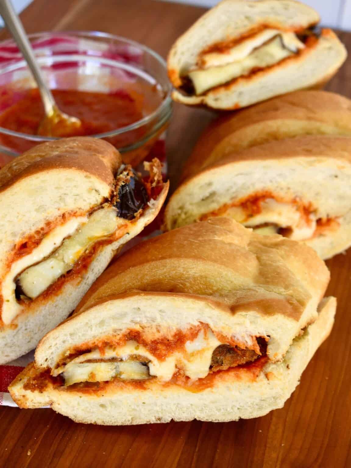 Eggplant Parmesan Sandwich (Easy Eggplant Hoagie) - This Italian Kitchen