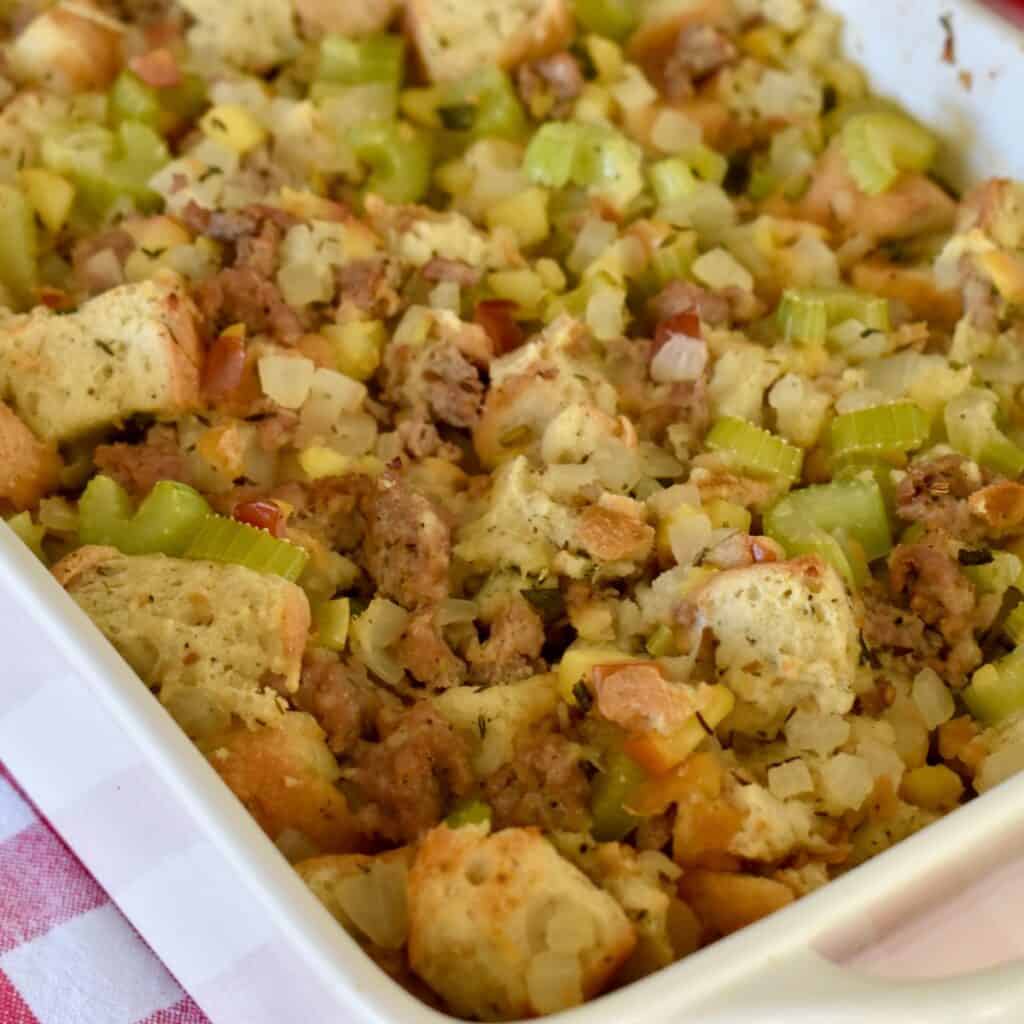 Focaccia Stuffing with Italian Sausage - This Italian Kitchen