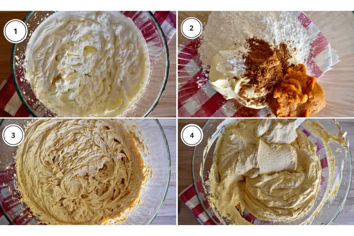 Process shots showing how to make recipe including whipping the heavy cream and adding in the mascarpone. 