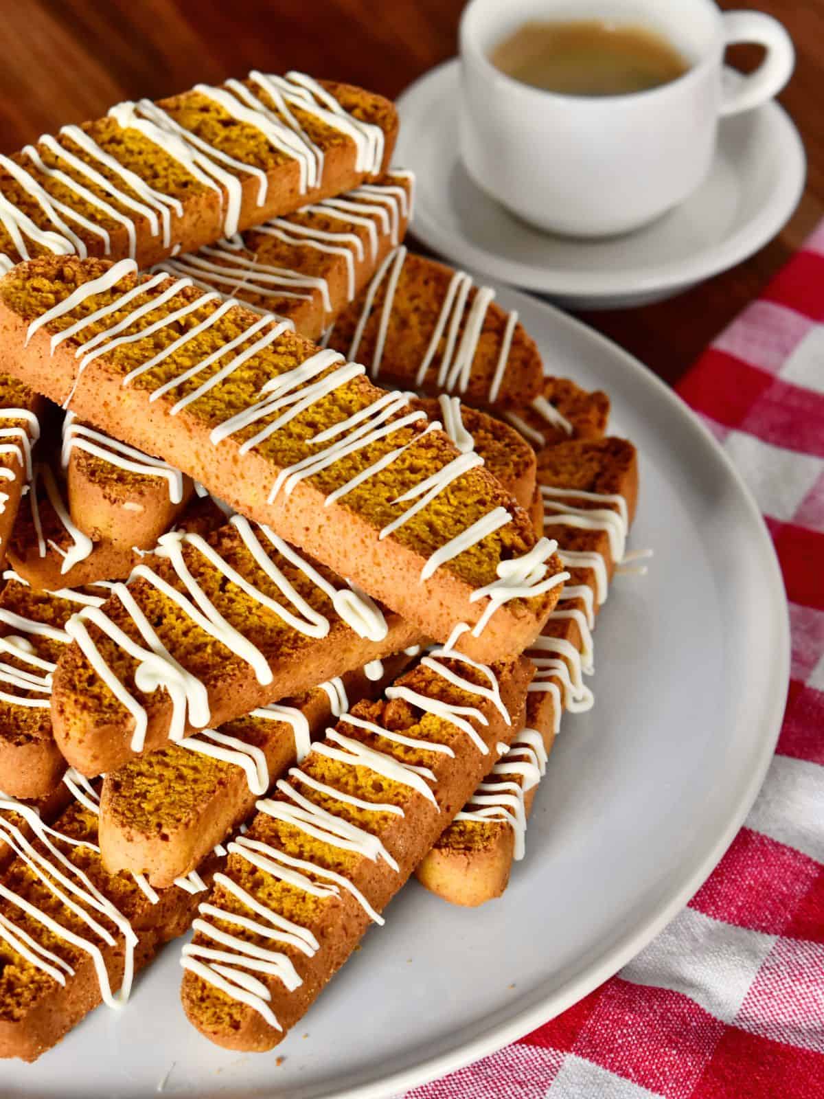 Pumpkin Biscotti on a plate.