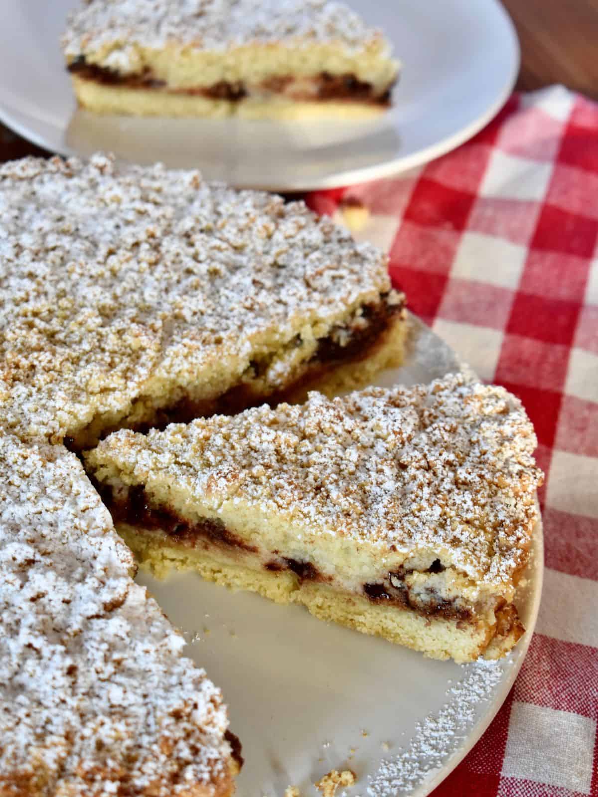 Ricotta Crostata on a white plate. 