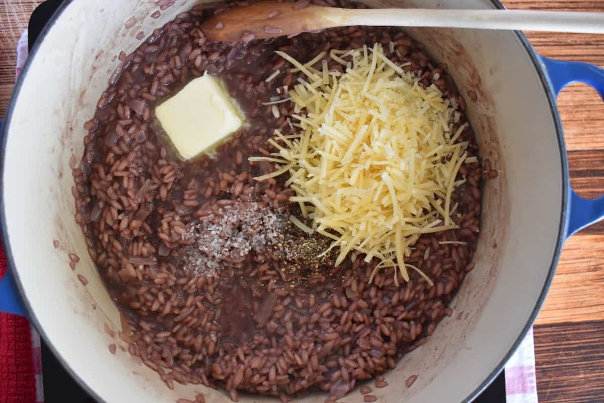 Butter and cheese added to the pot. 