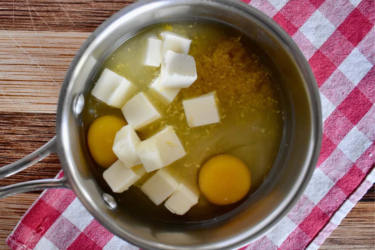 Ingredients in a sauce pan. 