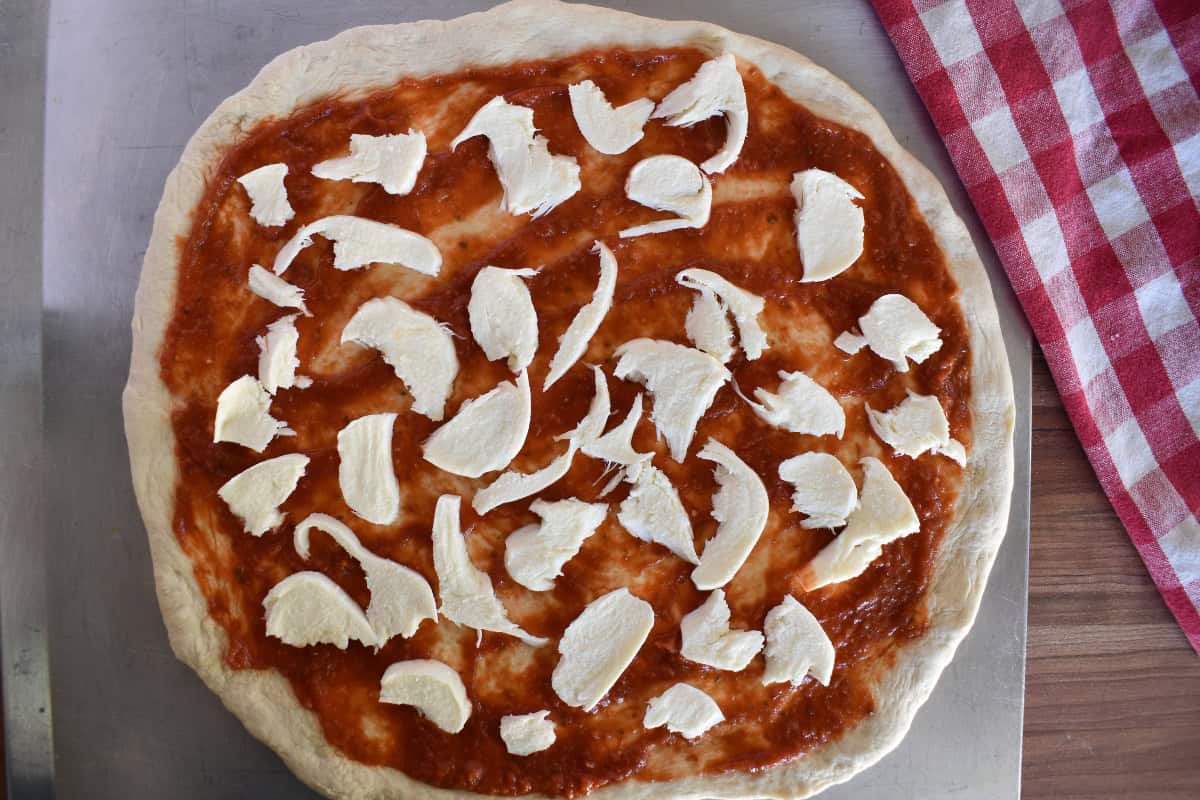 Recipe on a baking sheet with ready to go in the oven. 