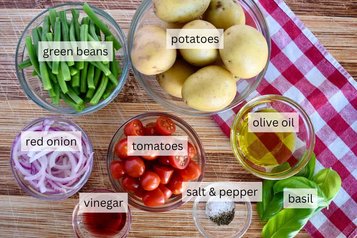The ingredients for this recipe are on a wooden cutting board.