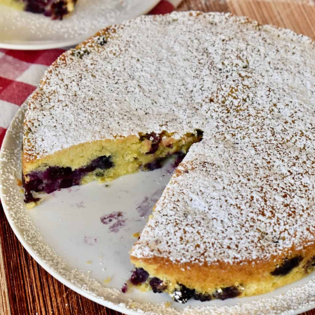 Blueberry polenta cake.