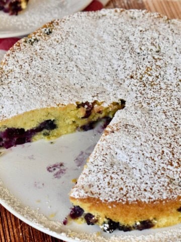 Blueberry polenta cake.