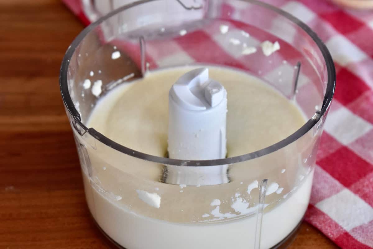 Whipped ricotta in a small food processor. 