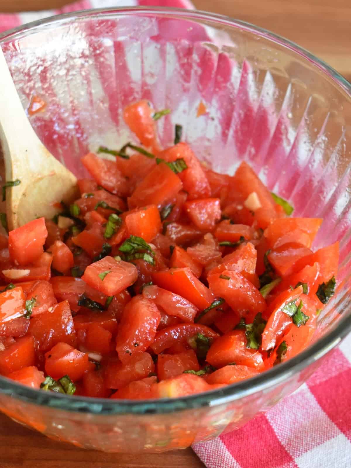 Raw Tomato Sauce in a glass bowl. 